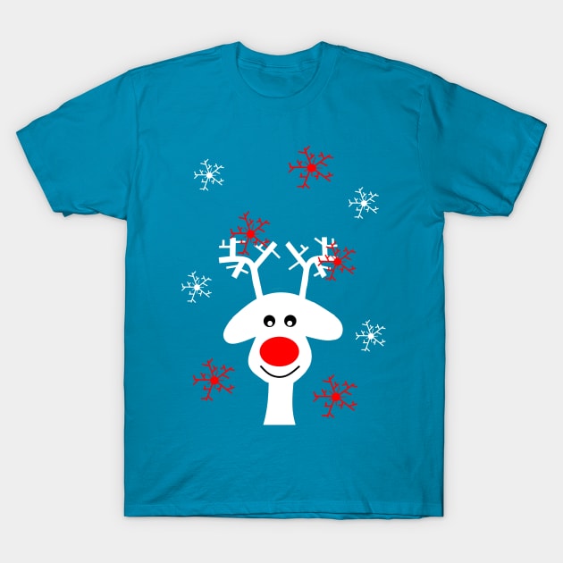 WHITE Christmas Reindeer T-Shirt by SartorisArt1